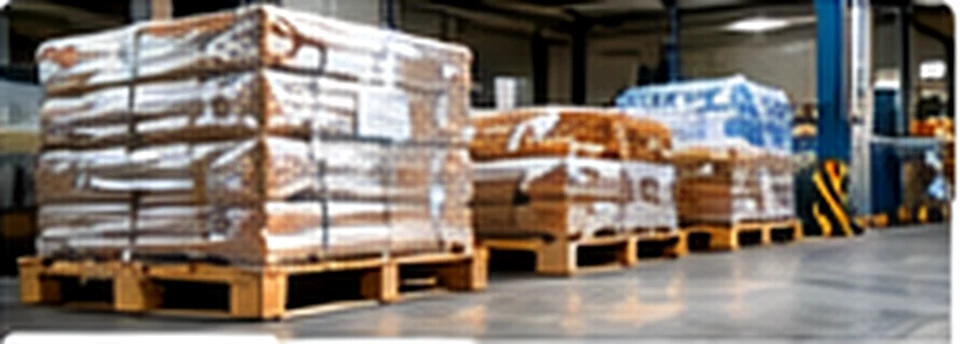 Illustrative image of packaged supplies in a warehouse